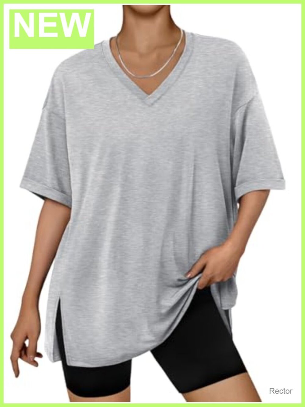 Oversized V Neck Short Sleeve T Shirt Loose Fit Workout Top Tunic